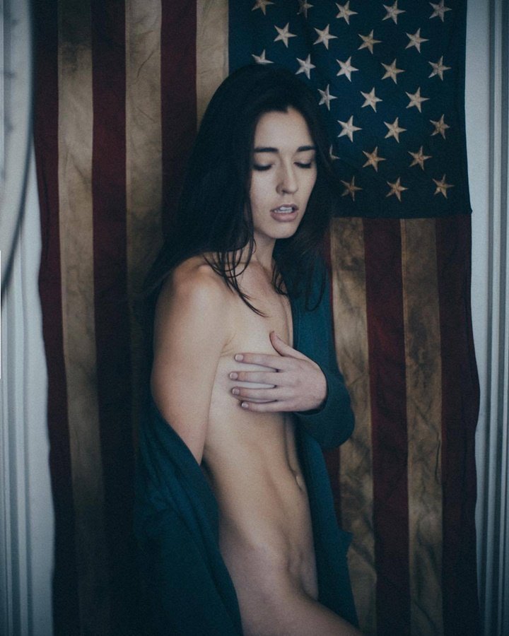 2 sexy slim chick audrey bradford nude american flag behind
