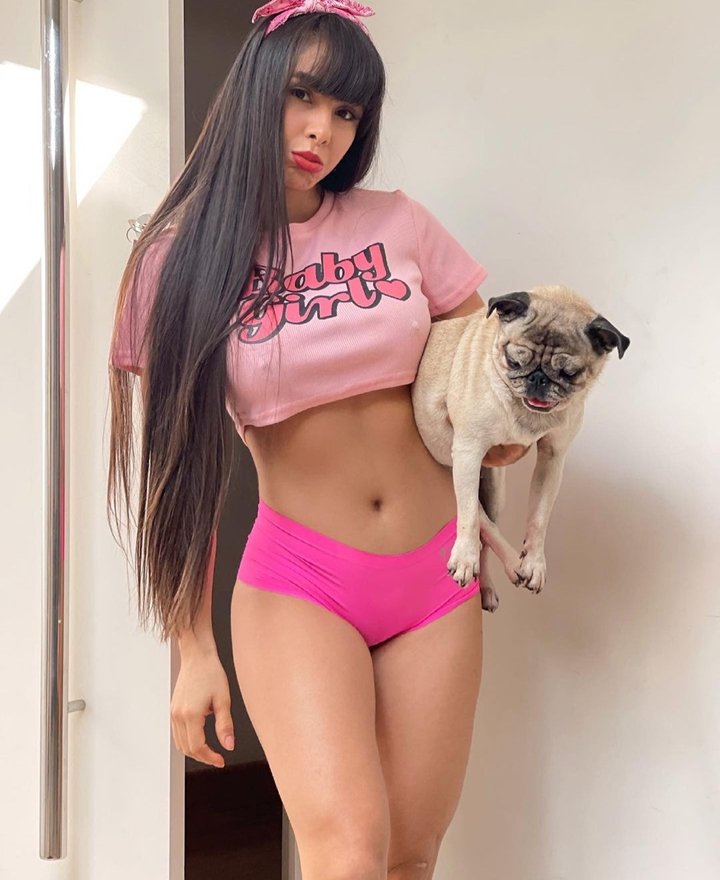 24 hot cute girl holding her dog pcgp58