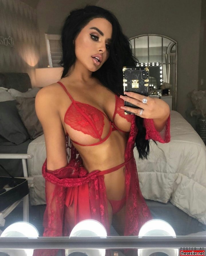 20 sexy brunette abigailratchford sexy red lingerie perfect boobs hipw8 720x894