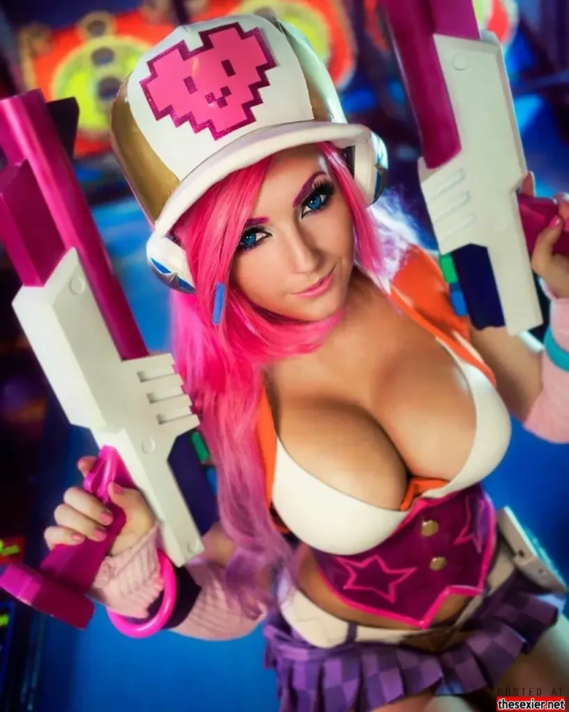 3 jessica nigri hot busty cosplyer hot pink haired chick hcbjn35