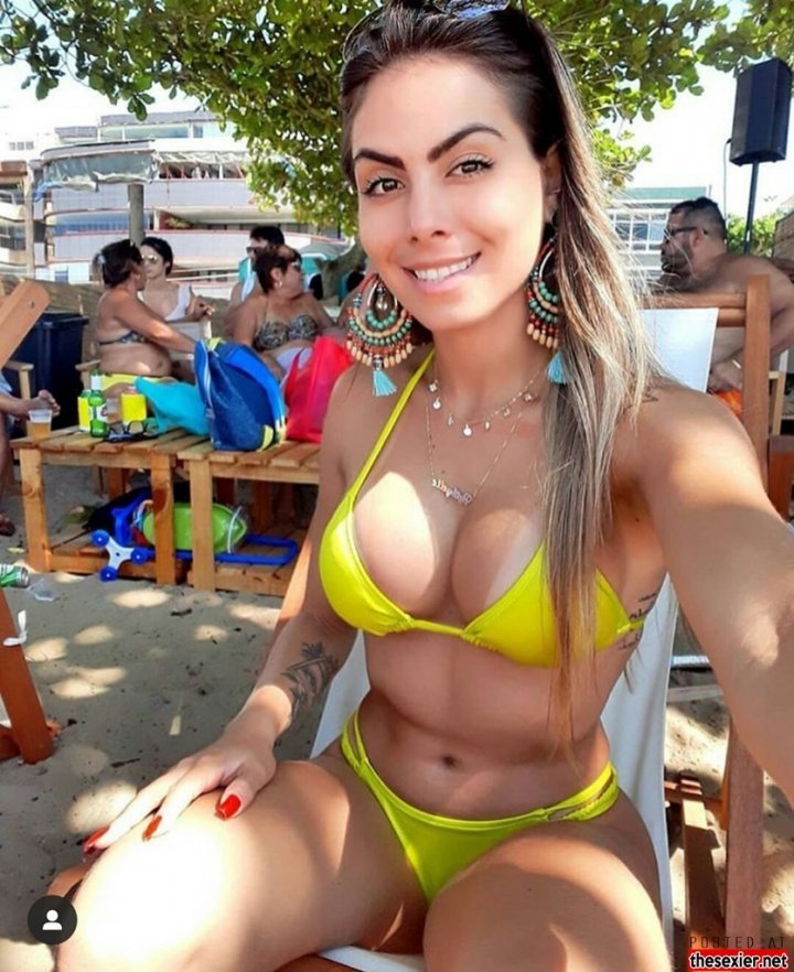 48 hot babe in yellow bikini showing tanlines selfie hswww81 720x882