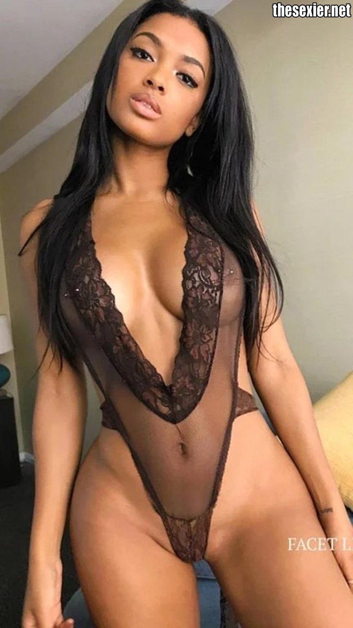27 hot ebony babe see through lingerie big boobs