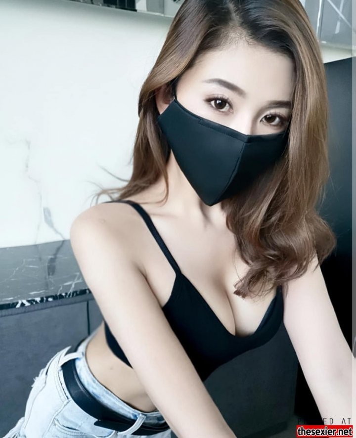 43 cute asian chick black face mask sexy cleavage hipw22 720x886