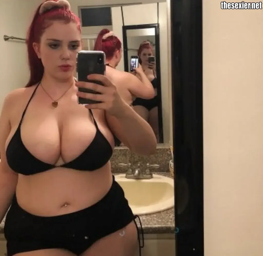 6 hot redhead babe mirror selfie big bbw boobs sbgyf26