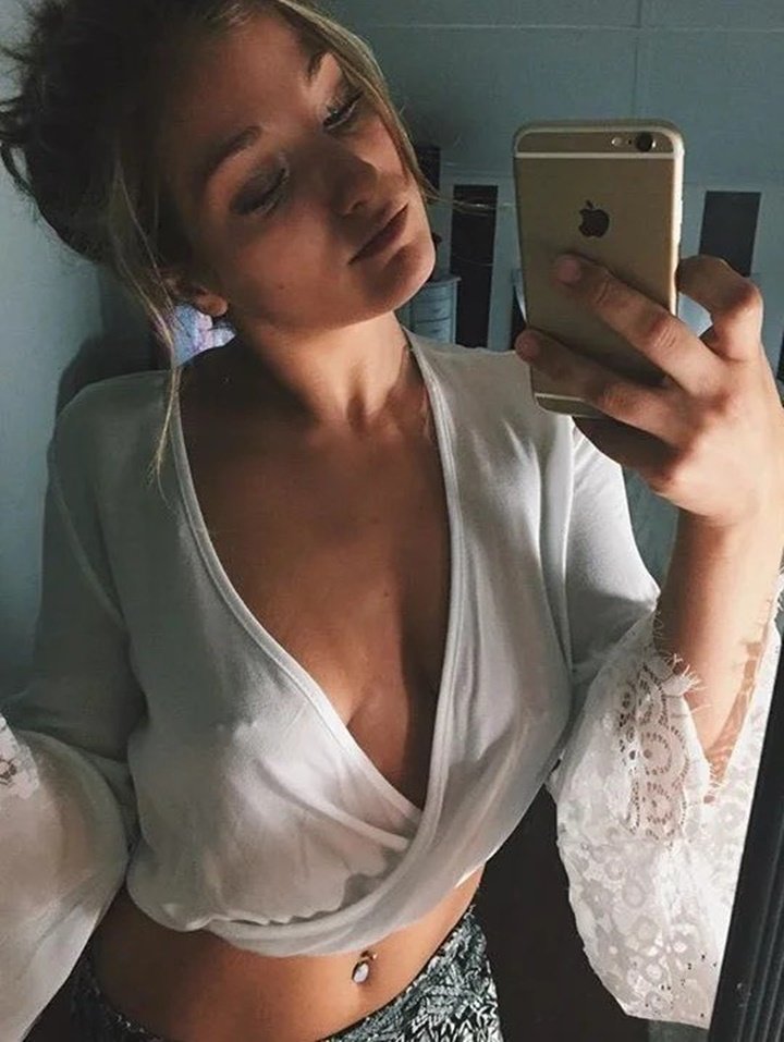 53 hot blonde babe nipple pierced boobs selfie 101dbpn