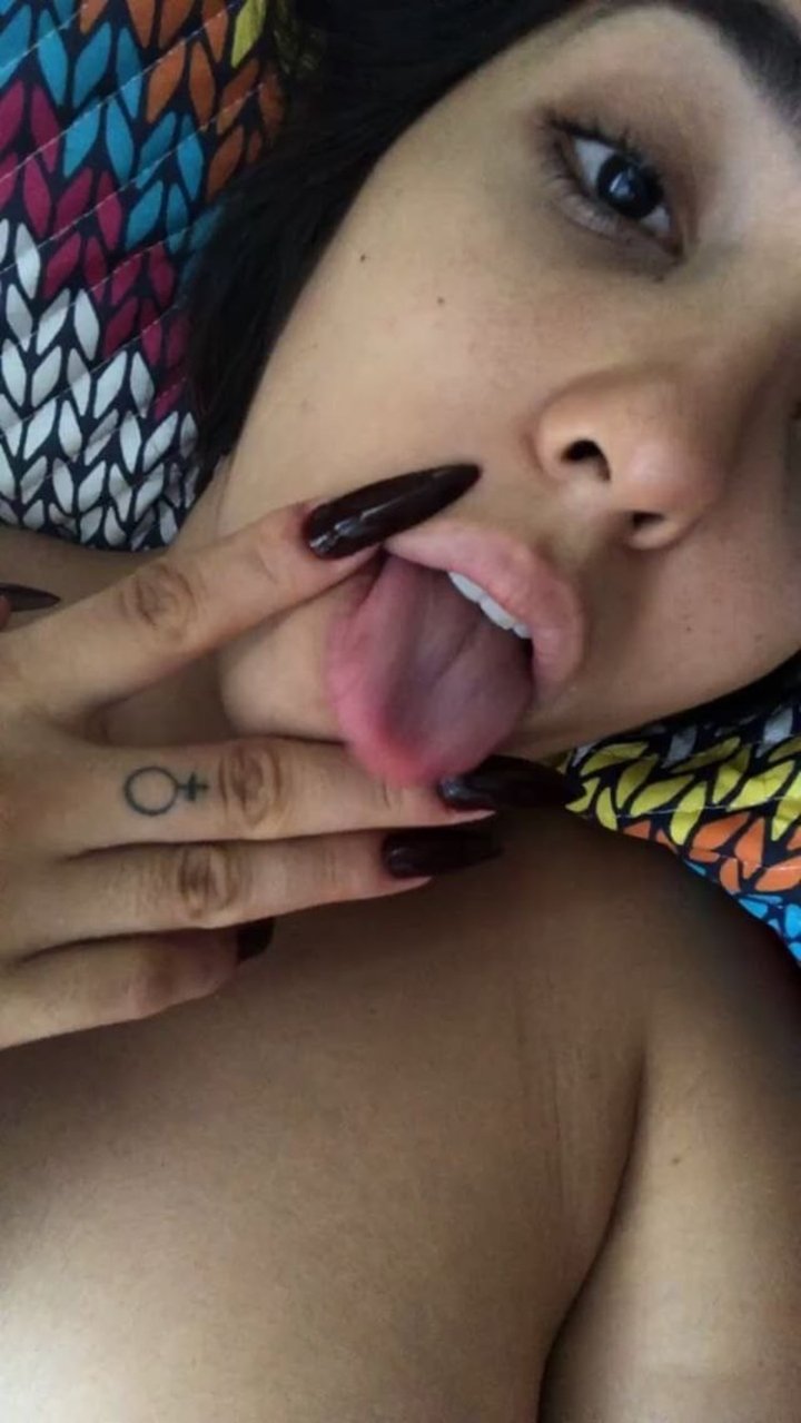 75 amira daher tongue stick out selfie adn89