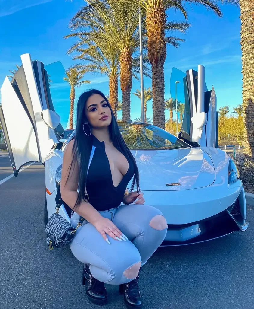28 gorgeous brunette nadia sexy cleavage and mclaren 570s cgp68