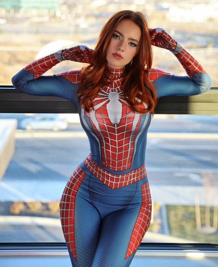 29 gorgeous redhead spidergirl sexy costume hsg33