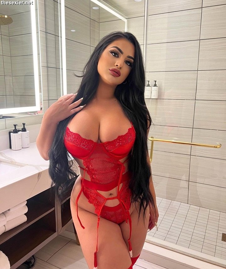 10 sexy busty babe nadia khar in red lingerie hink48