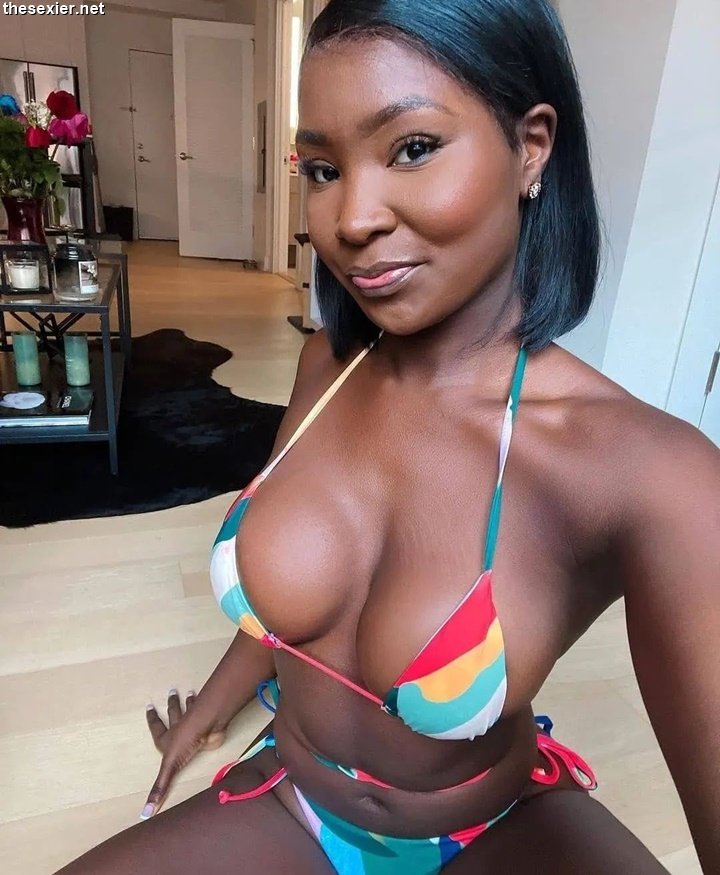 27 pretty black girl in bikini gorgeous big boobs selfie bbs33 1