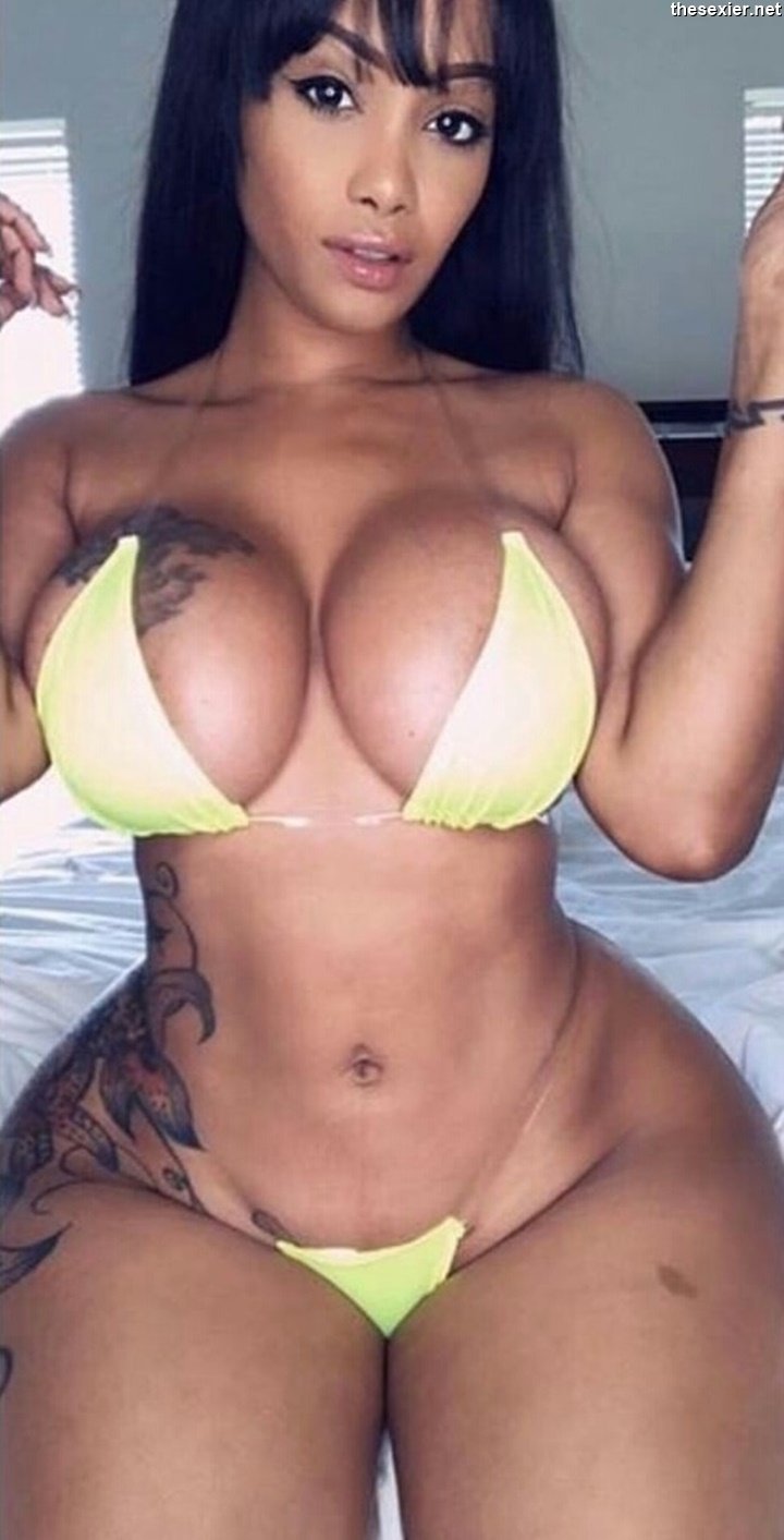 37 beautiful ebony babe in bikini hot big boobs gb70